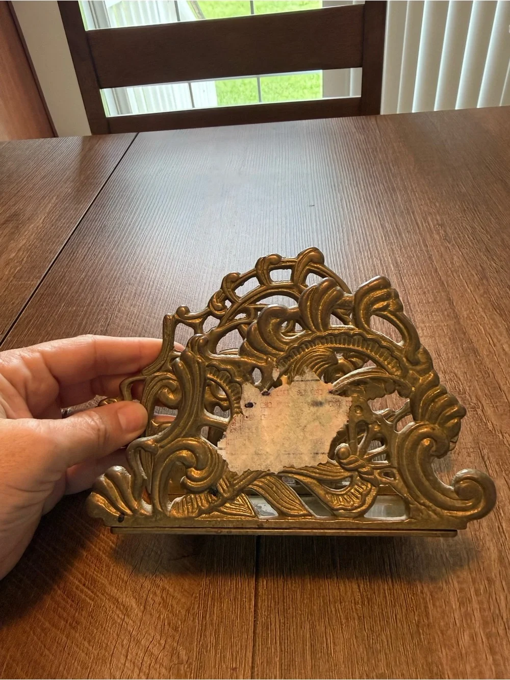 Ornate Brass Finish Decorative Napkin Holder
